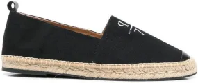 Philipp Plein logo-print leather-trim espadrilles Black