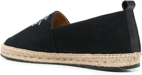 Philipp Plein logo-print leather-trim espadrilles Black