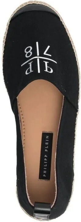 Philipp Plein logo-print leather-trim espadrilles Black