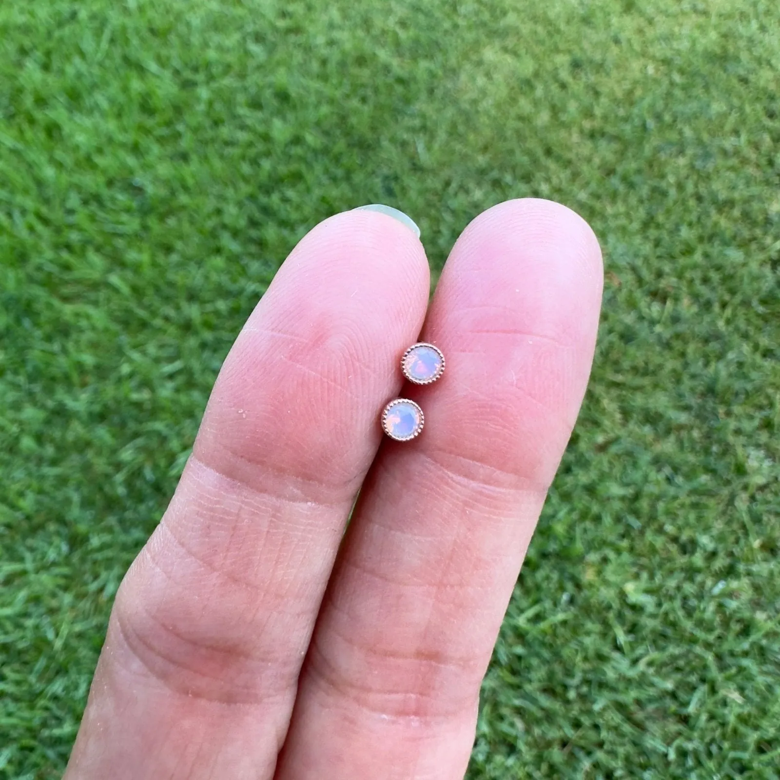 Pink Opal Stud Earrings