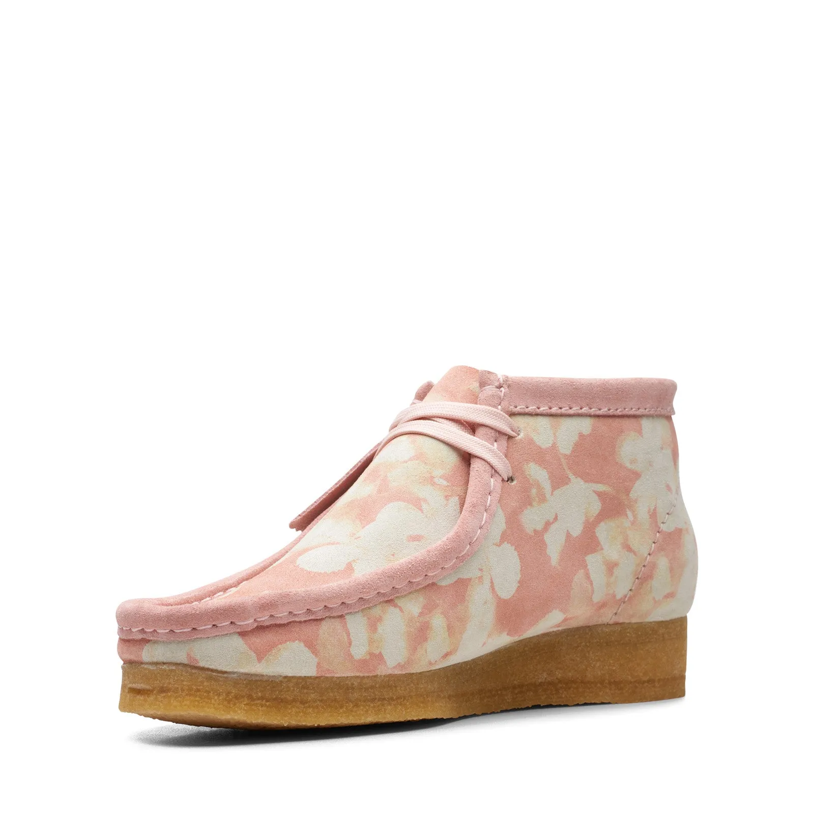 Pink Suede Lace Up Women's Wallabee Boot Chukkas by Clarks