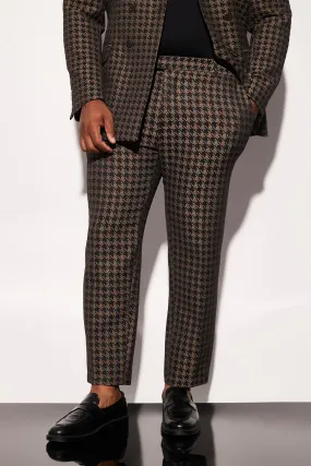 Plus Skinny Fit Dogtooth Crop Suit Trousers