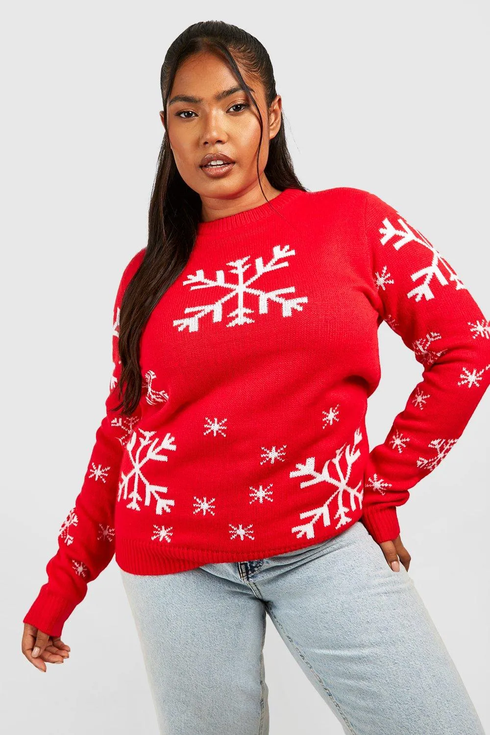 Plus Snowflake Print Christmas Jumper - Shop Jumpers & Cardigans | boohoo