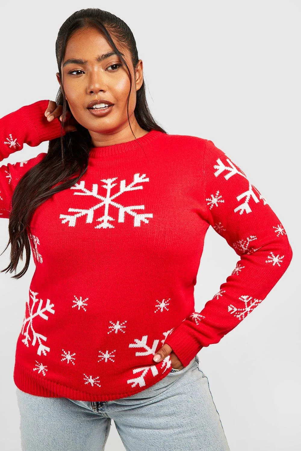 Plus Snowflake Print Christmas Jumper - Shop Jumpers & Cardigans | boohoo