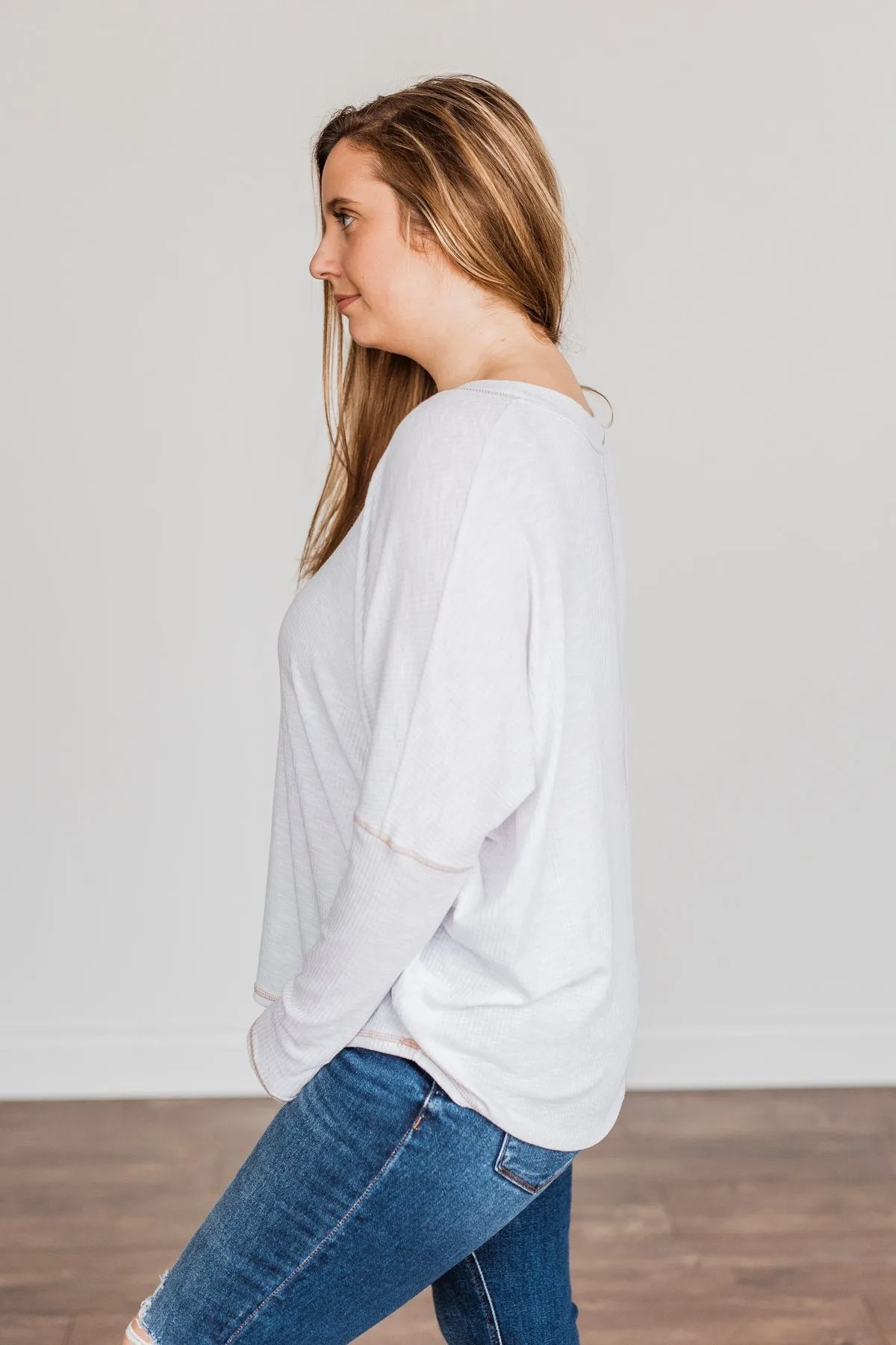 Ivory Long Sleeve Knit Top