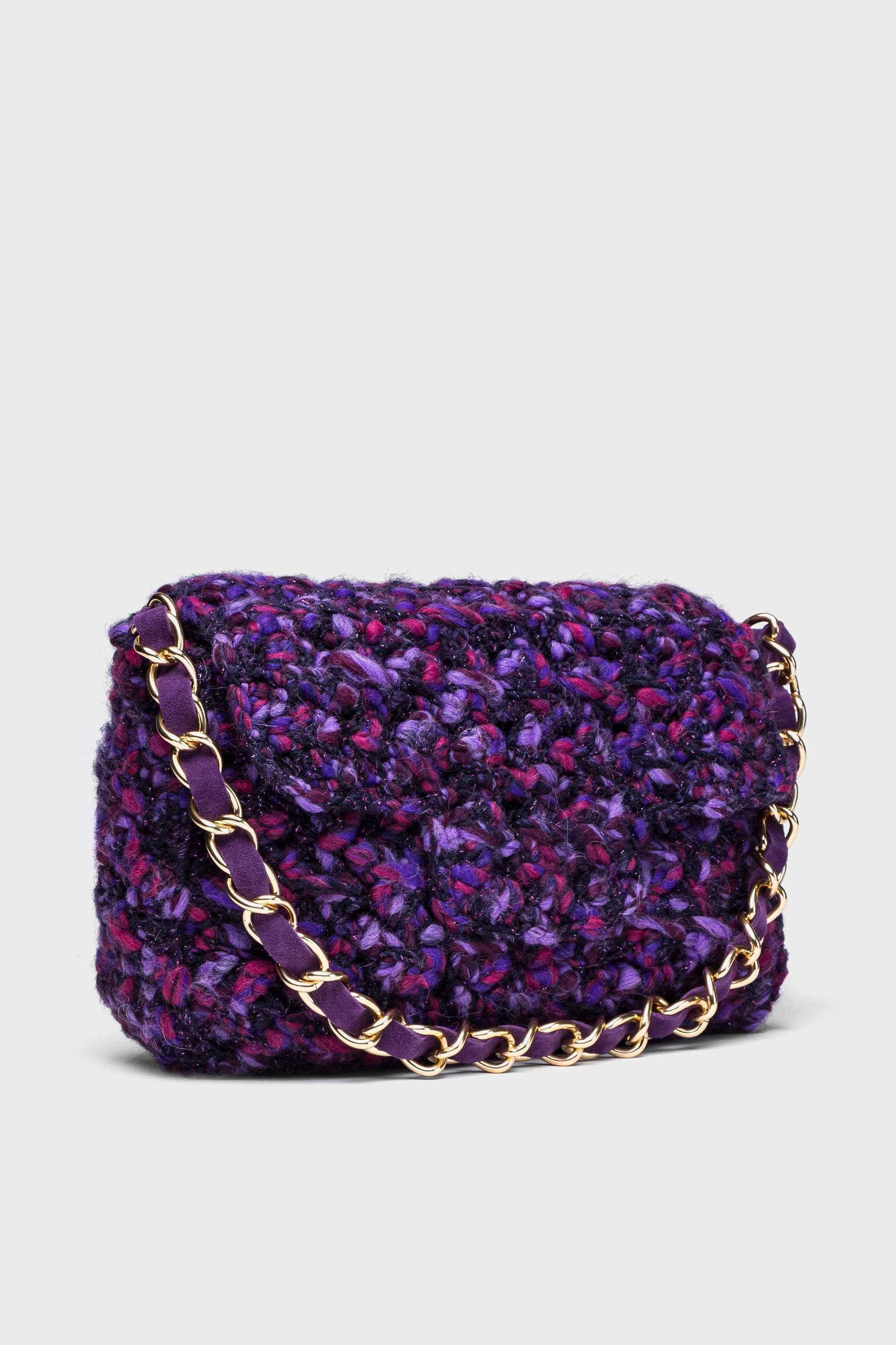 Purple Multi Woven Shoulder Bag