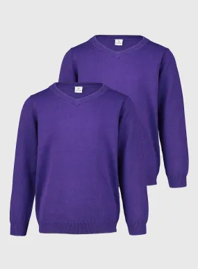 Purple V-Neck Jumpers 2 Pack - Size 8 - Kids' Clothing | Tu Clothing