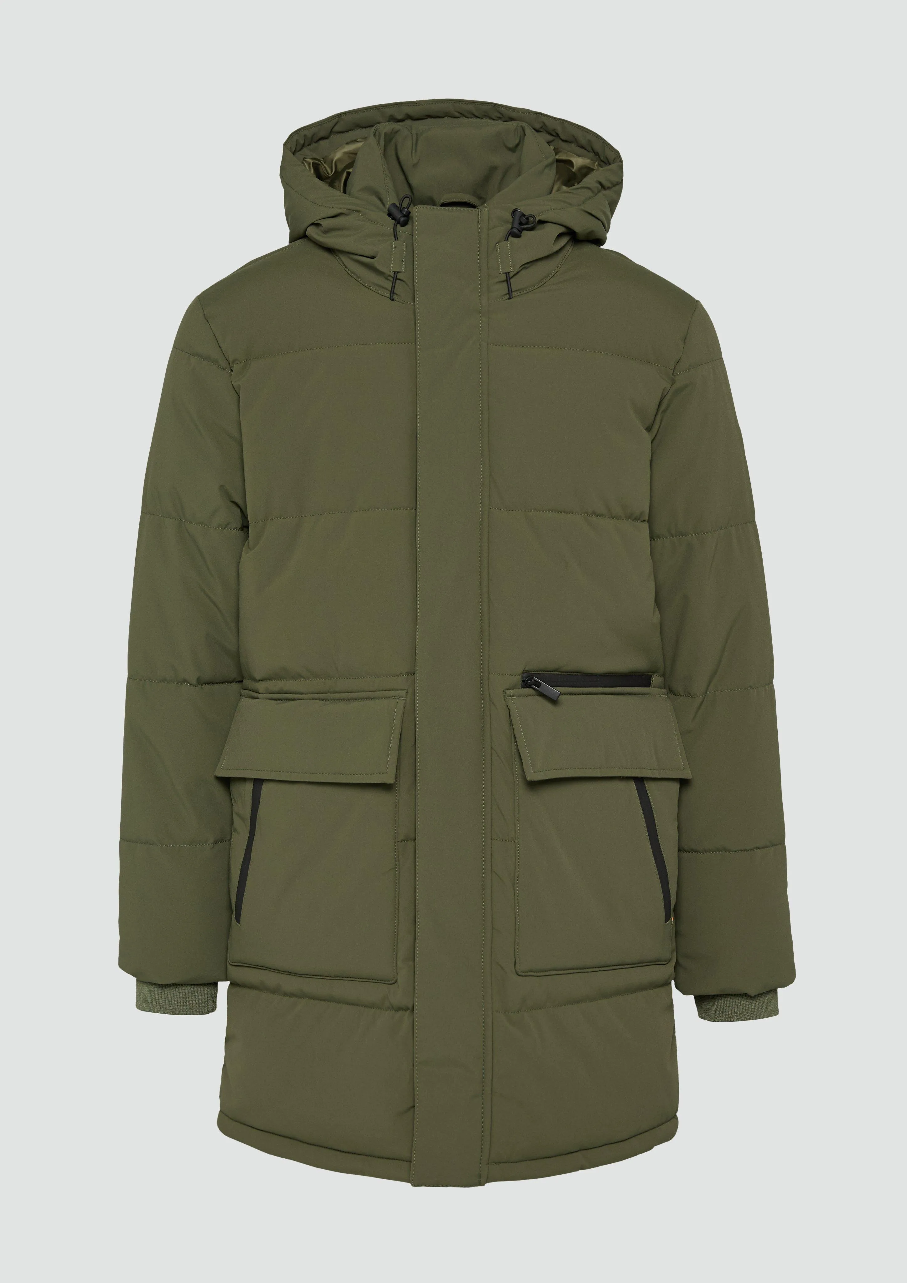 Quilted parka with a hood and an inner collar