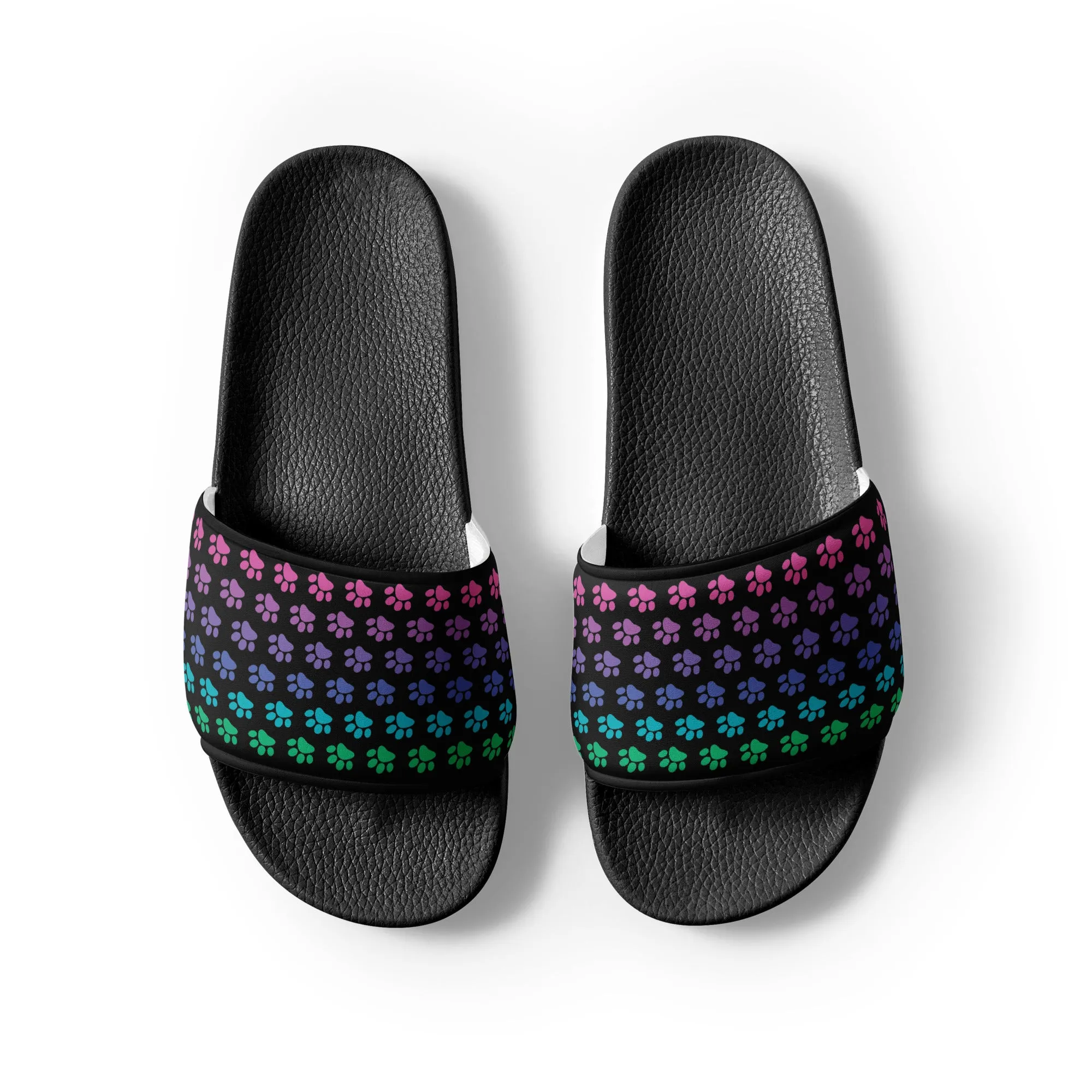 Rainbow Paw Print Women's Slides