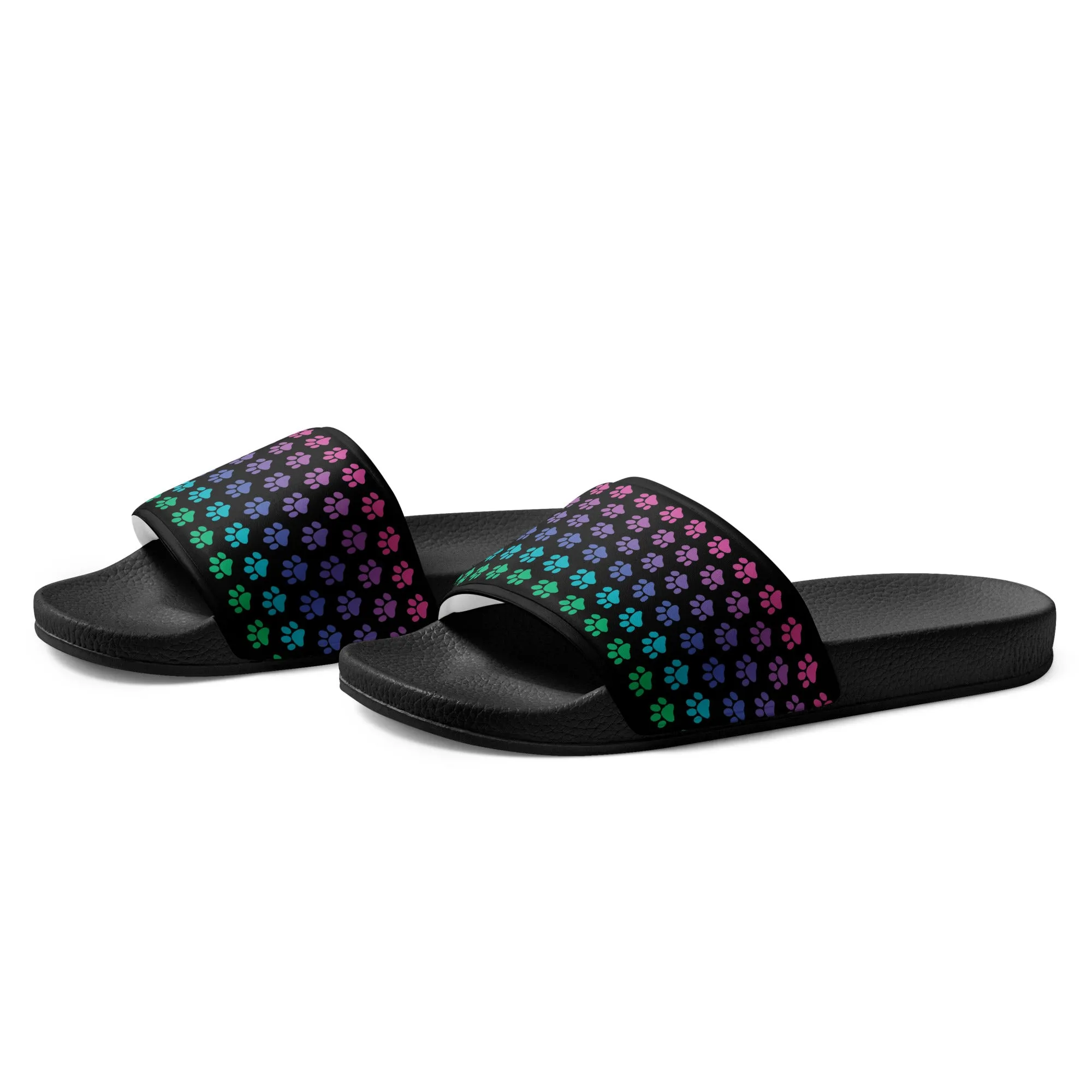 Rainbow Paw Print Women's Slides