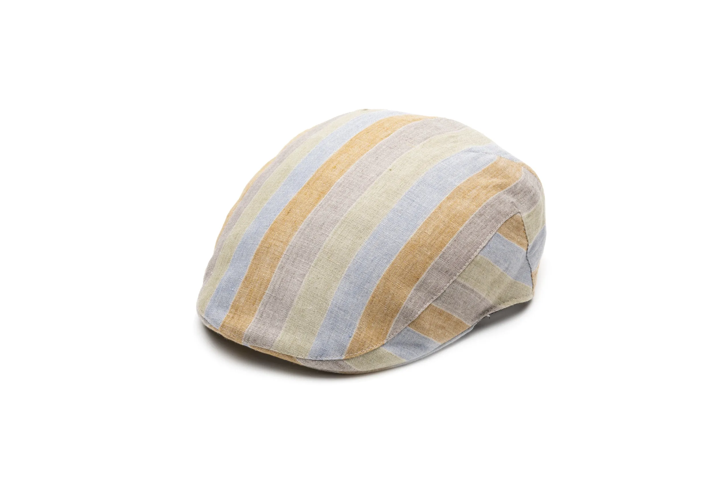 Rainbow Striped Linen Flat Cap