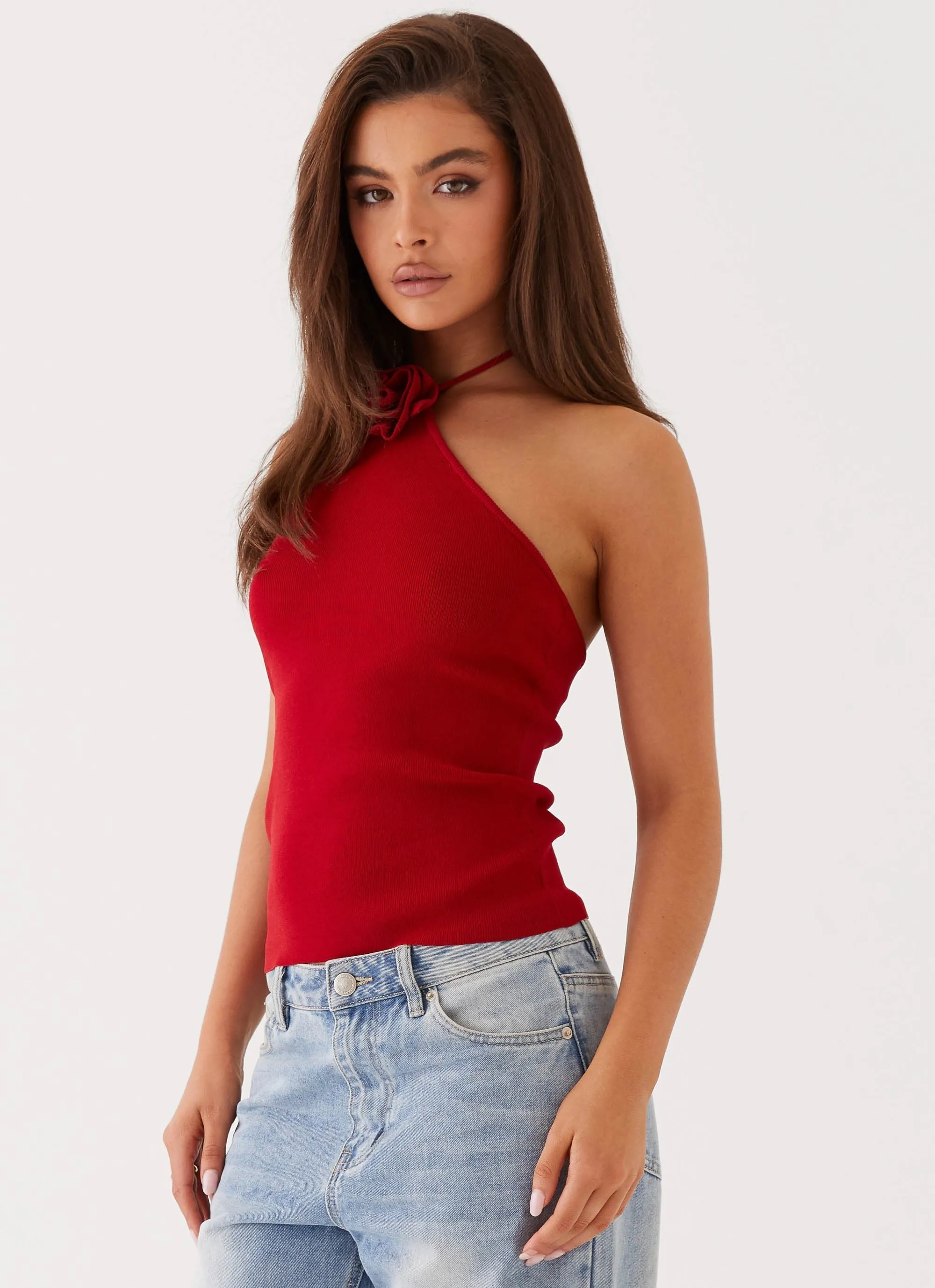 Red Knit Top Delphi Rose