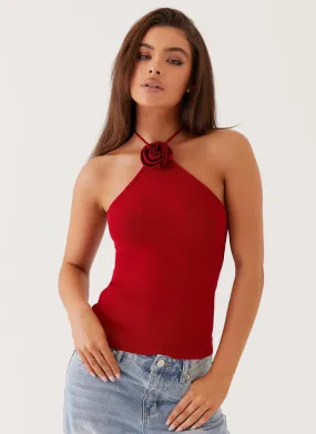 Red Knit Top Delphi Rose