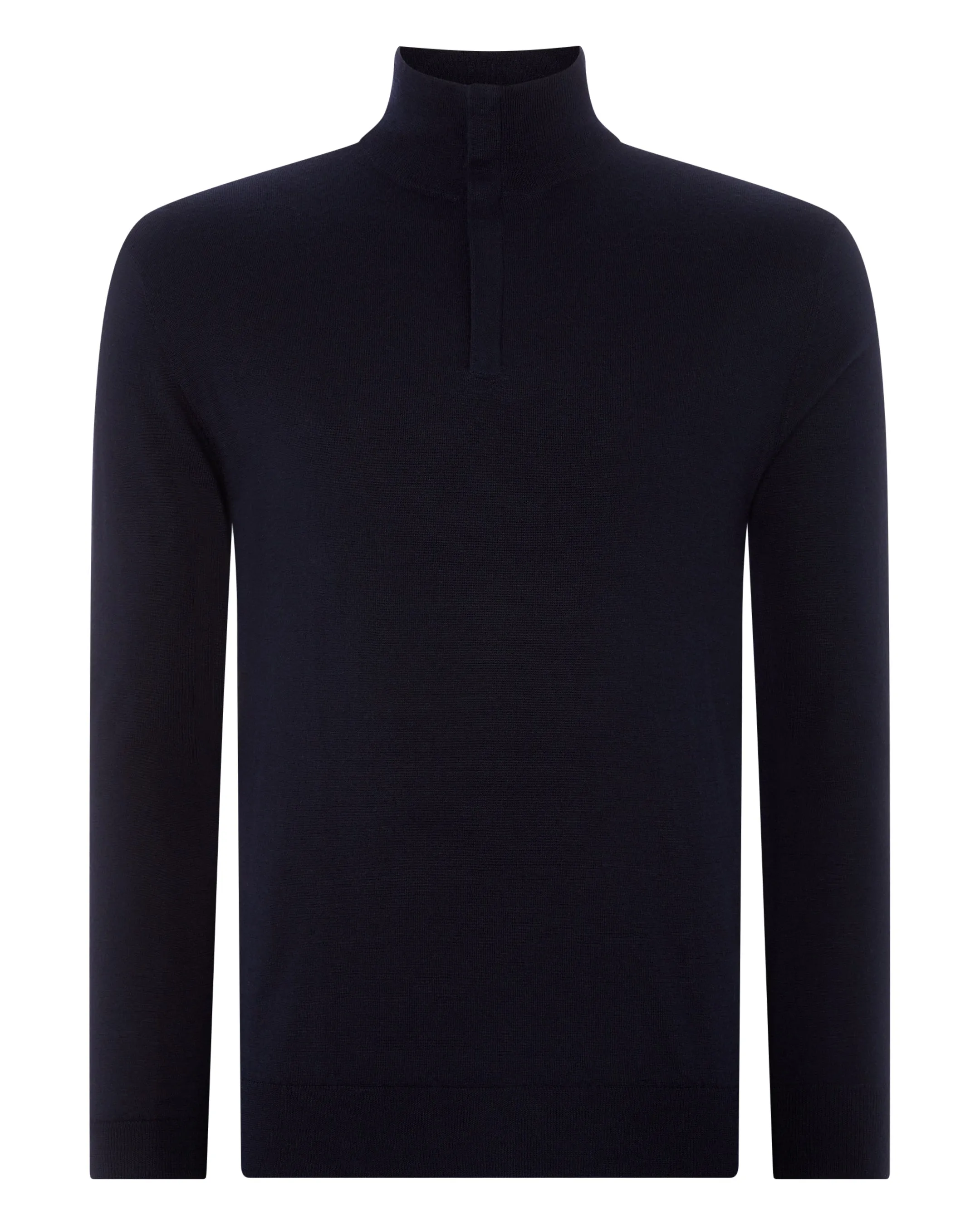 Regent Cashmere Half Zip Jumper Navy Blue - Men's Fine Gauge.