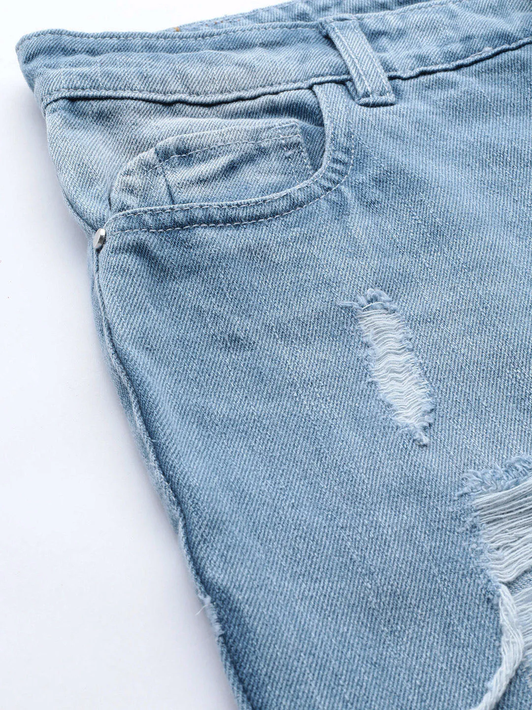 Relaxed Fit Mid-Rise Distressed Jeans