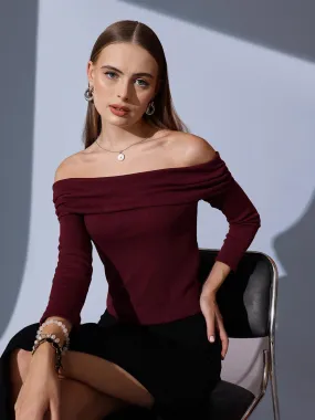 Rib Off Shoulder Top