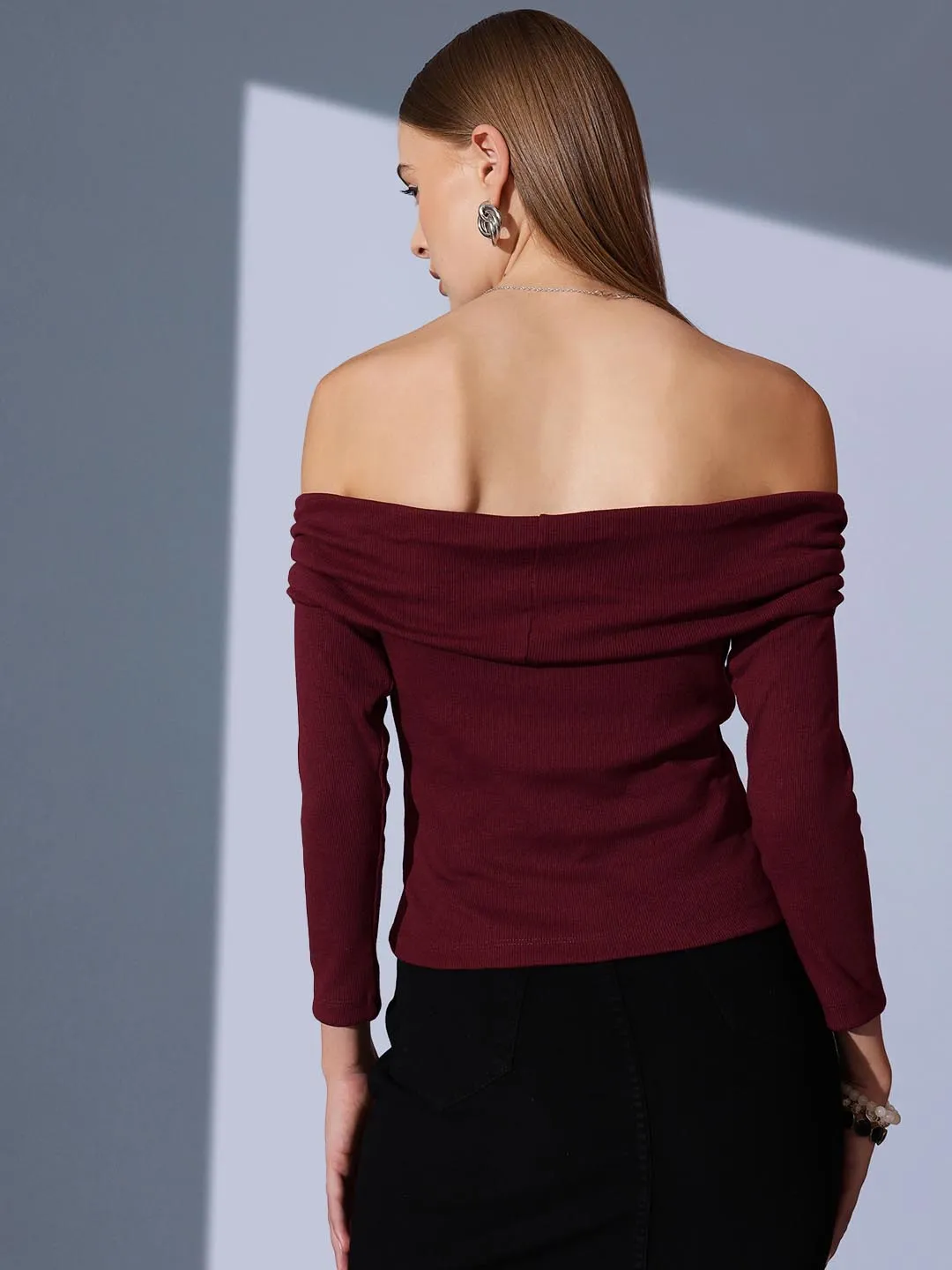 Rib Off Shoulder Top