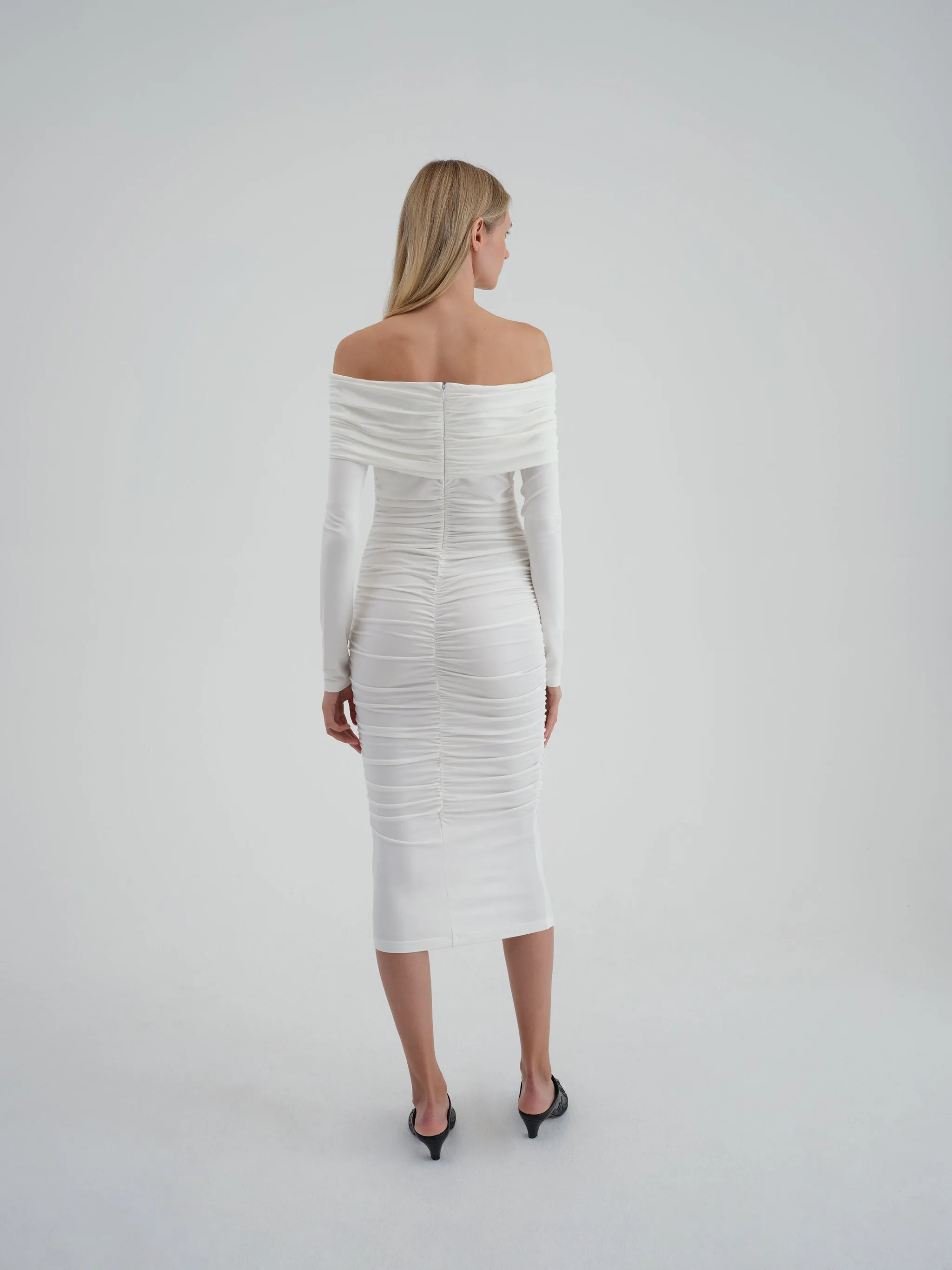 Ruched Off-the-Shoulder Dress