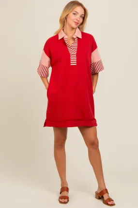 Rust Colorblock Stripe Polo Dress