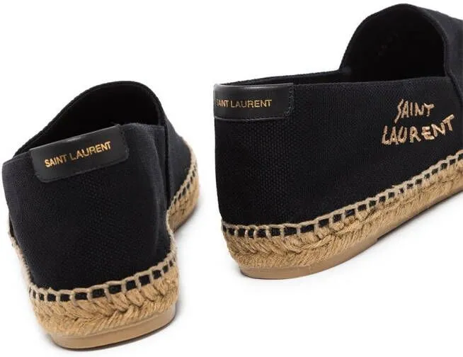 Saint Laurent logo-embroidered espadrilles Black