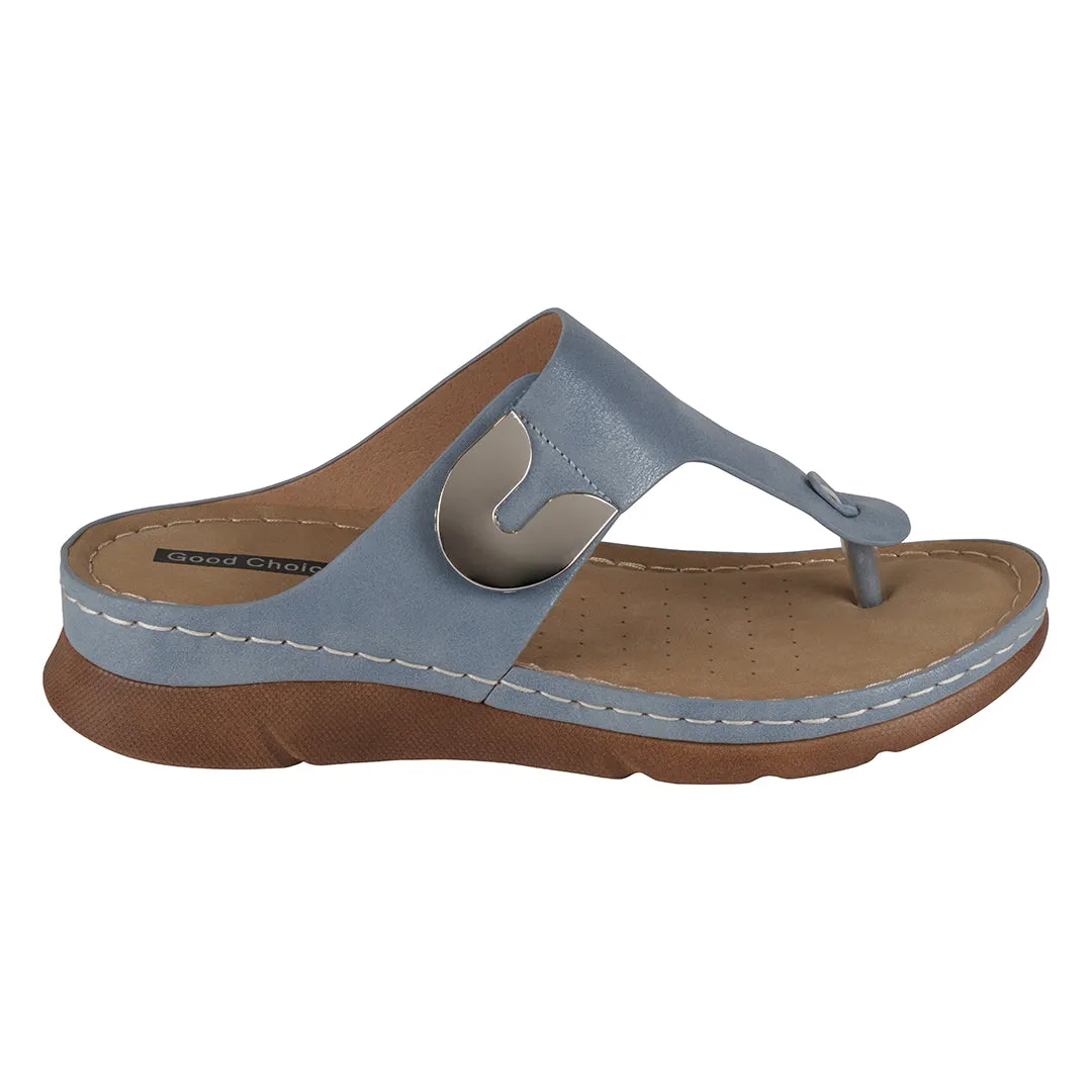 Sam Blue Thong Flat Sandals