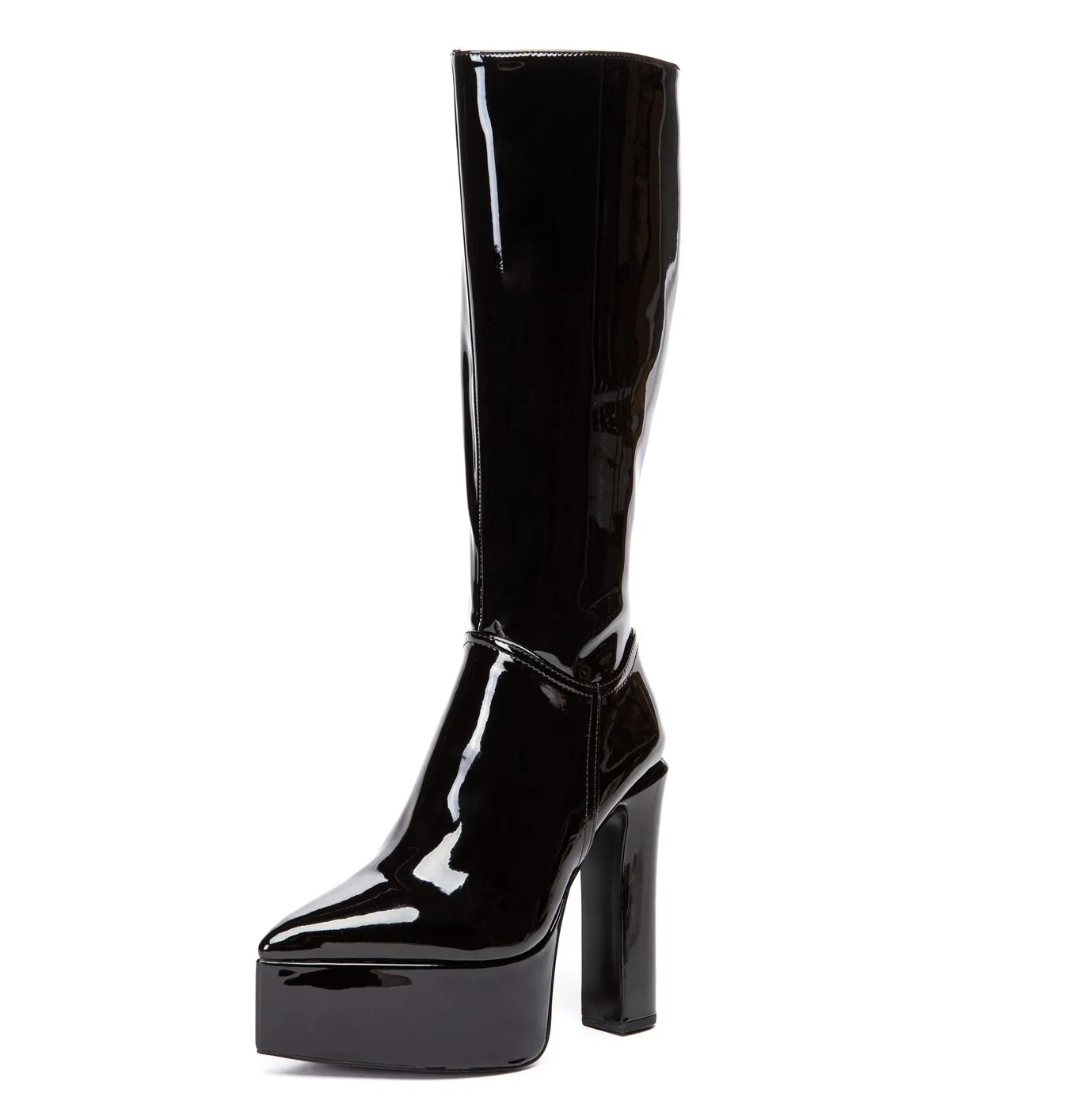 SARAHI | BLACK SHINY | KNEE BOOTS 