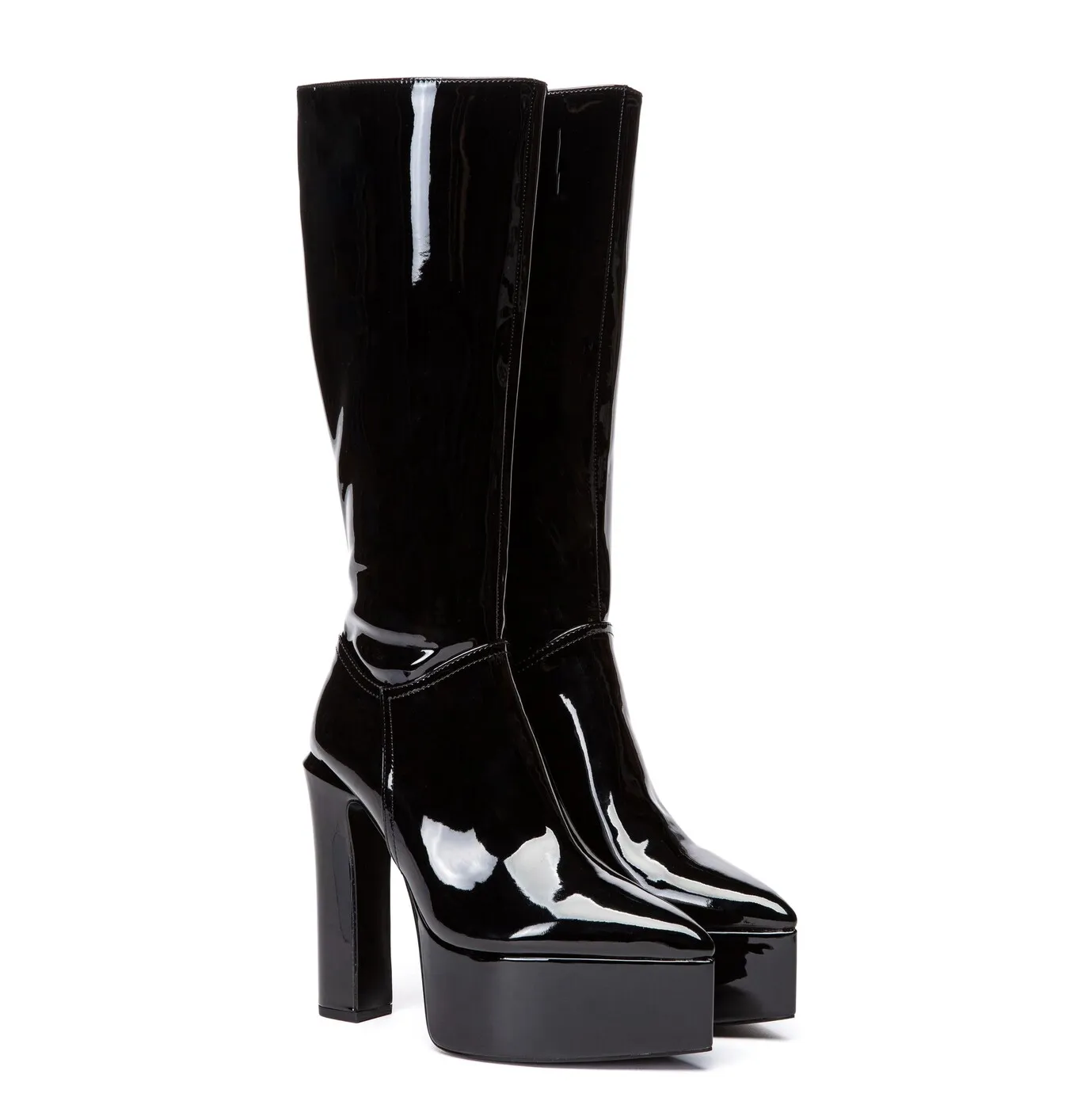 SARAHI | BLACK SHINY | KNEE BOOTS 