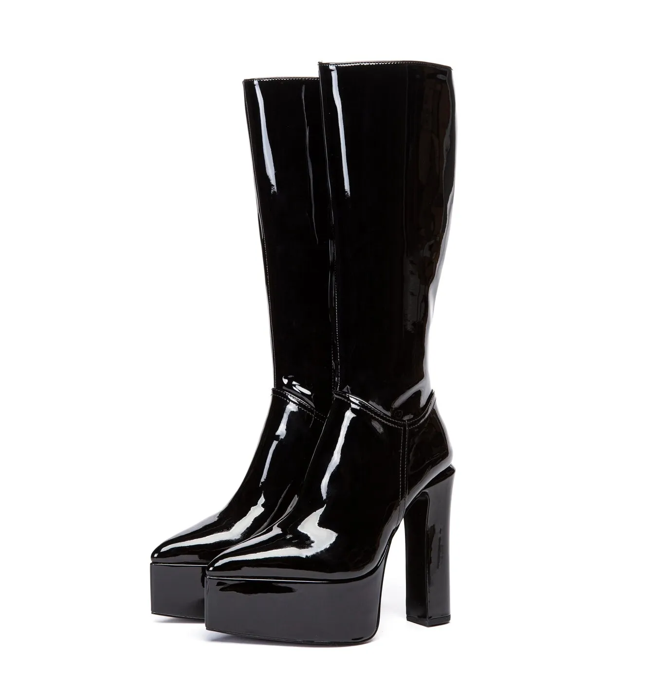 SARAHI | BLACK SHINY | KNEE BOOTS 