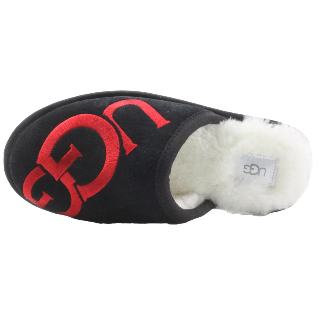 Scuff Logo Black & Red Suede Men's Slippers - UK 6 - US 7 Men - EU 40