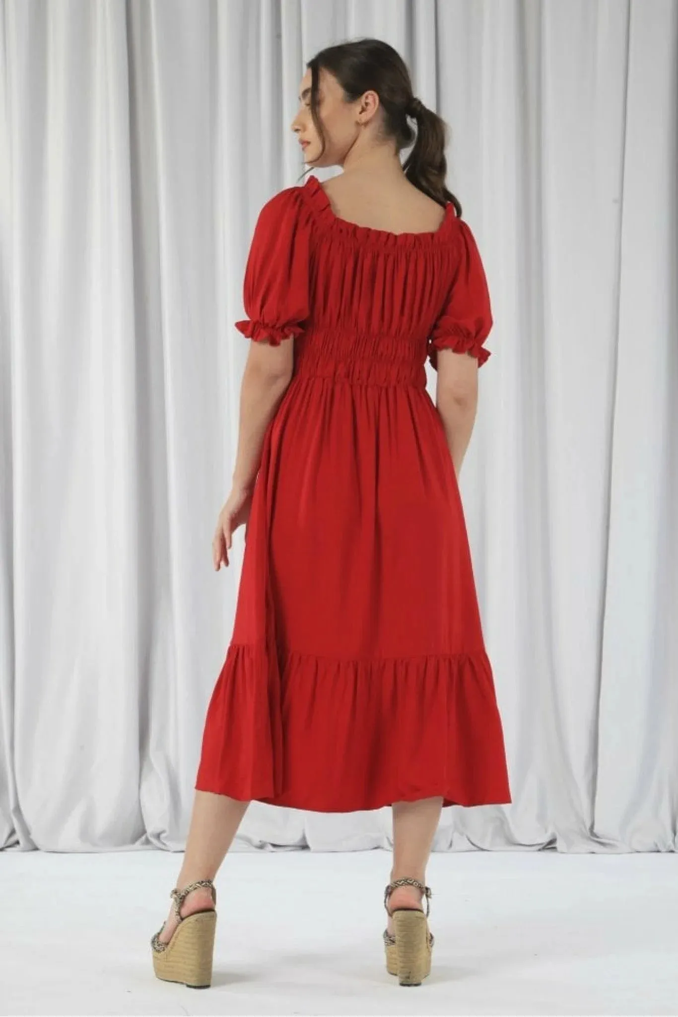 Second Red Bardot Midi Dress