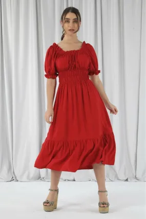 Second Red Bardot Midi Dress