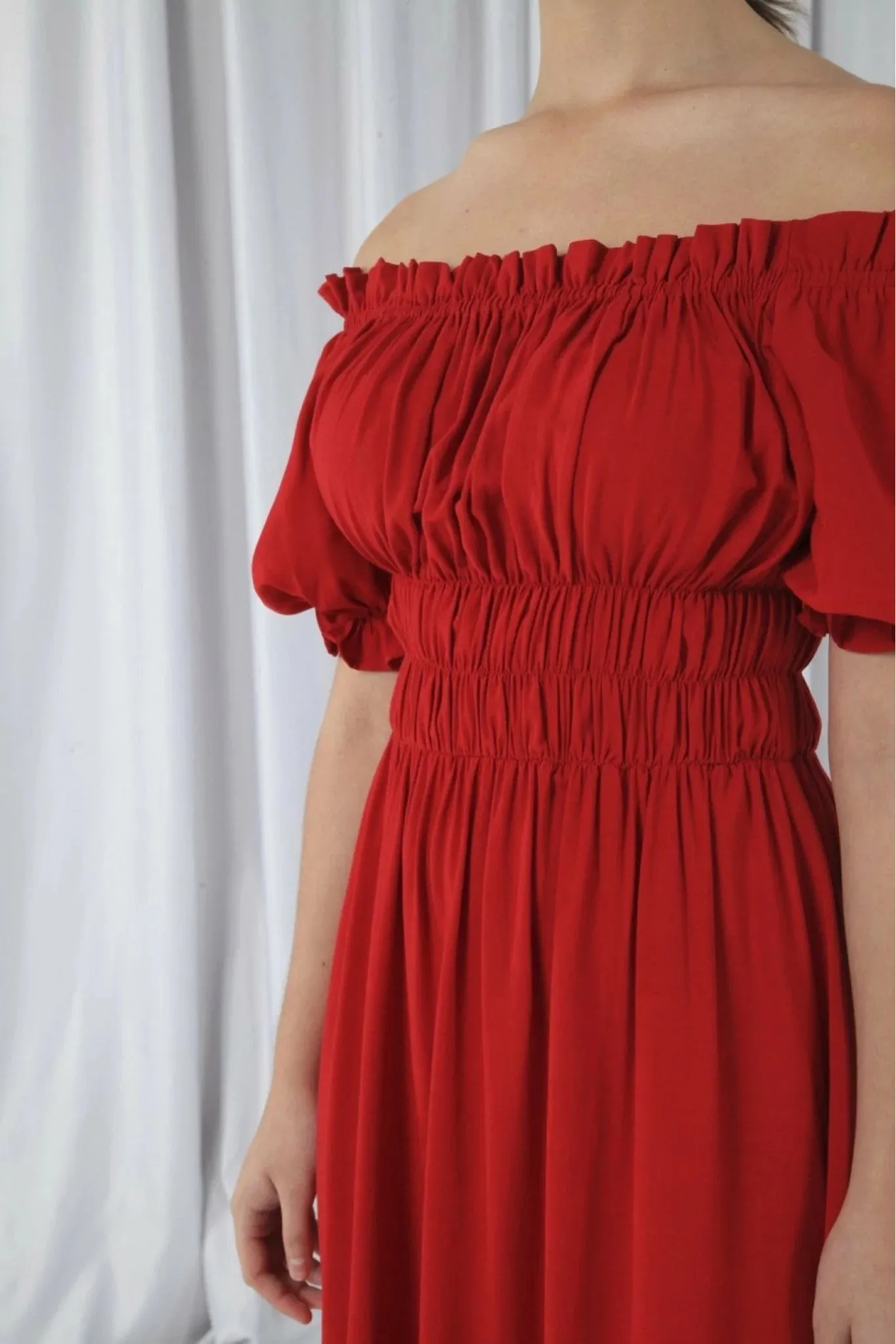 Second Red Bardot Midi Dress