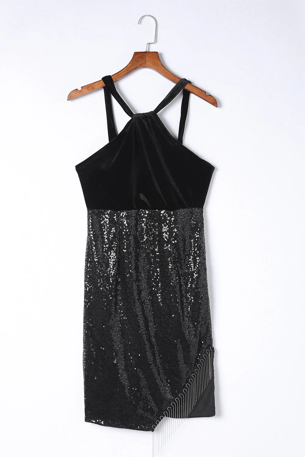 Sequined Tassel Sleeveless Dress