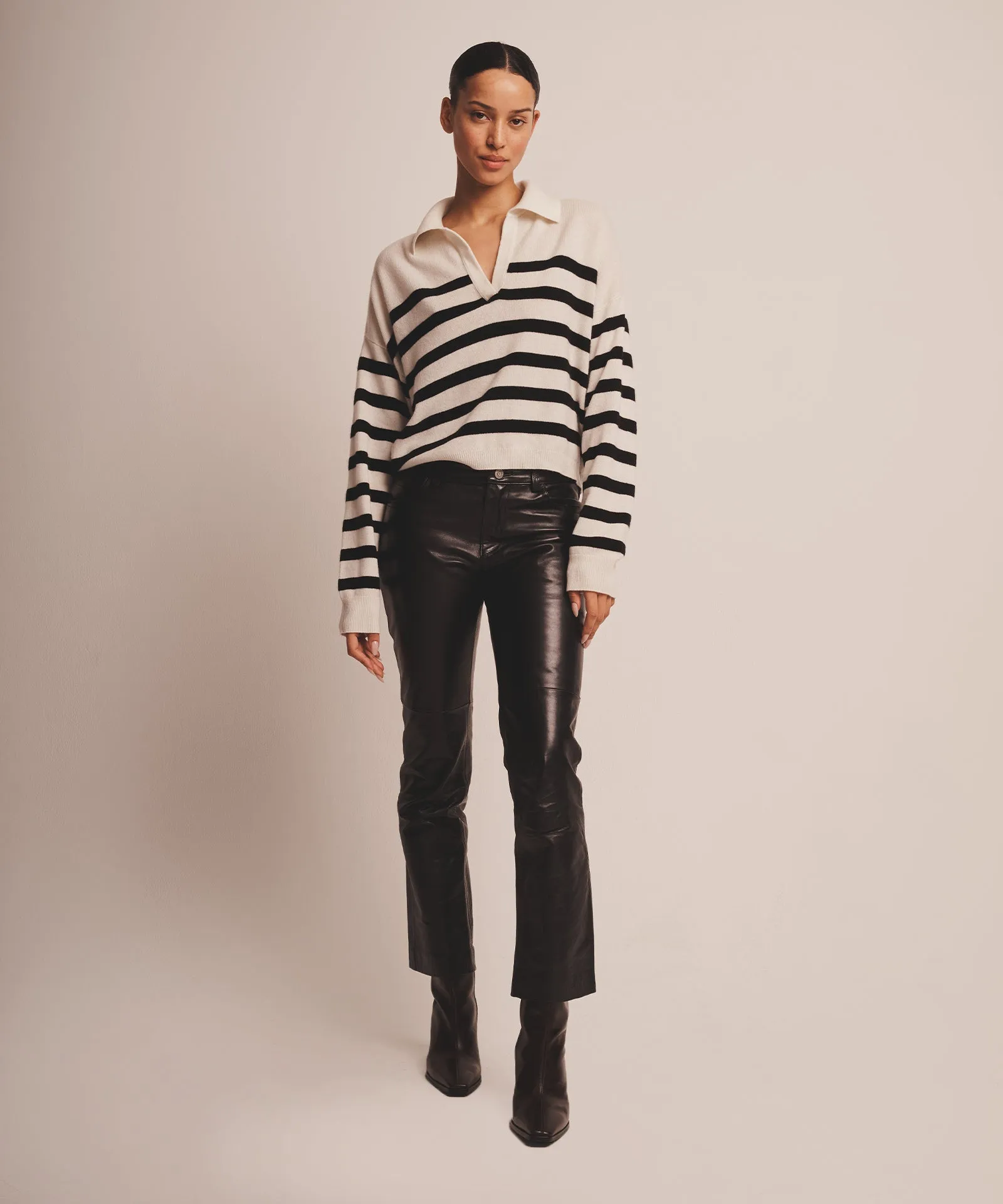 Signature Cashmere Striped Polo Sweater