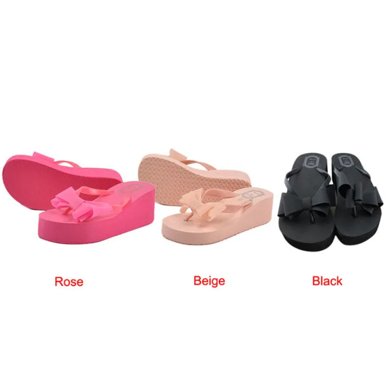 Bowknot Wedges Flip Flops