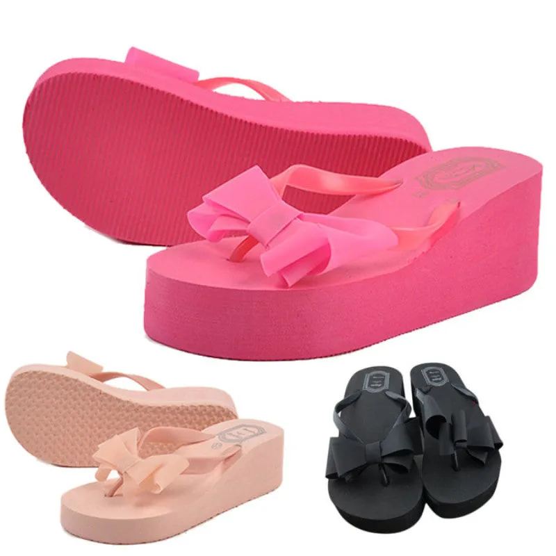 Bowknot Wedges Flip Flops