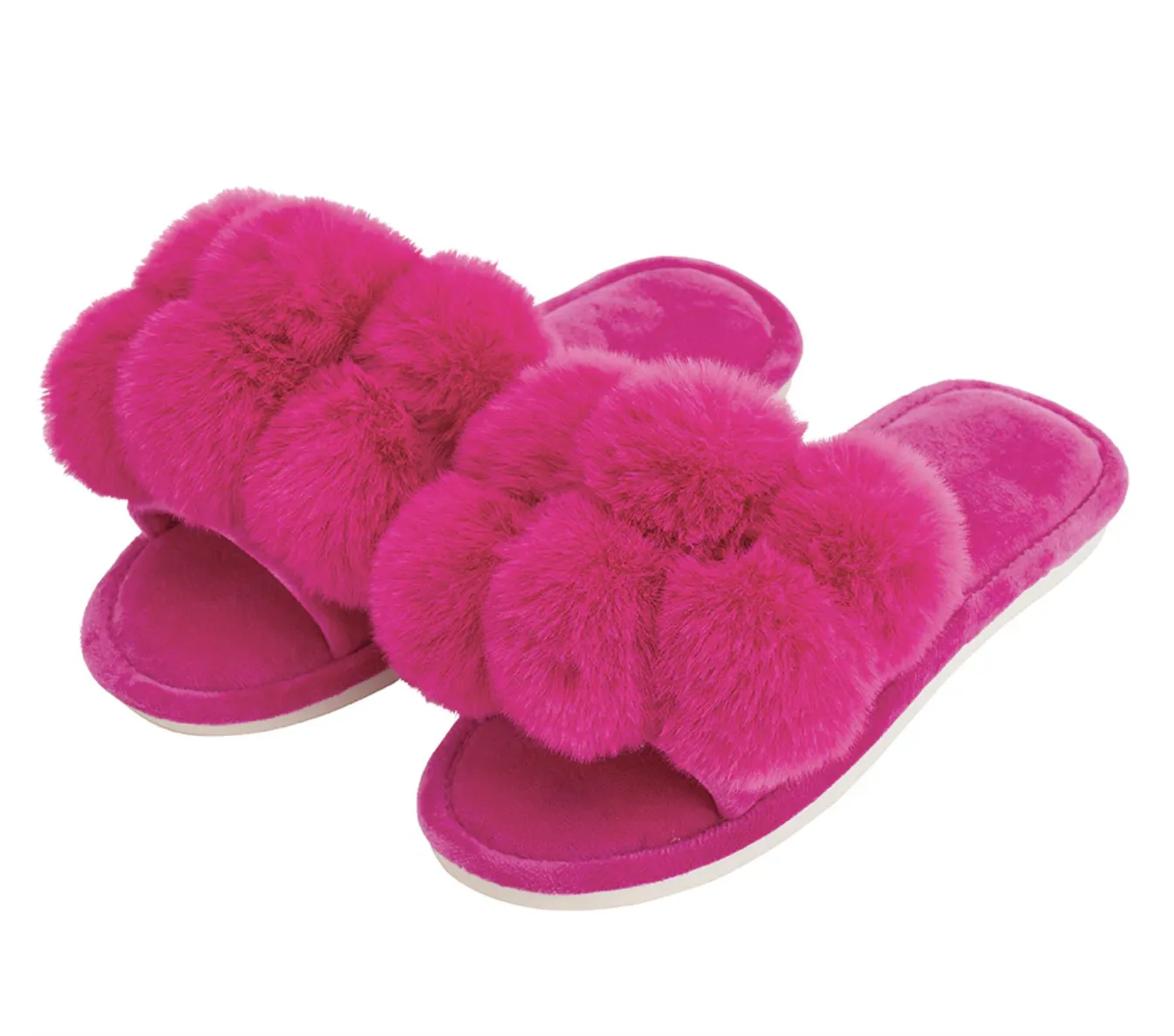 Slippers with PomPom in Fuchsia