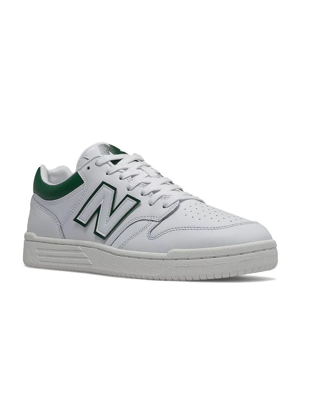 Men's White and Green New Balance BB480 Sneakers.