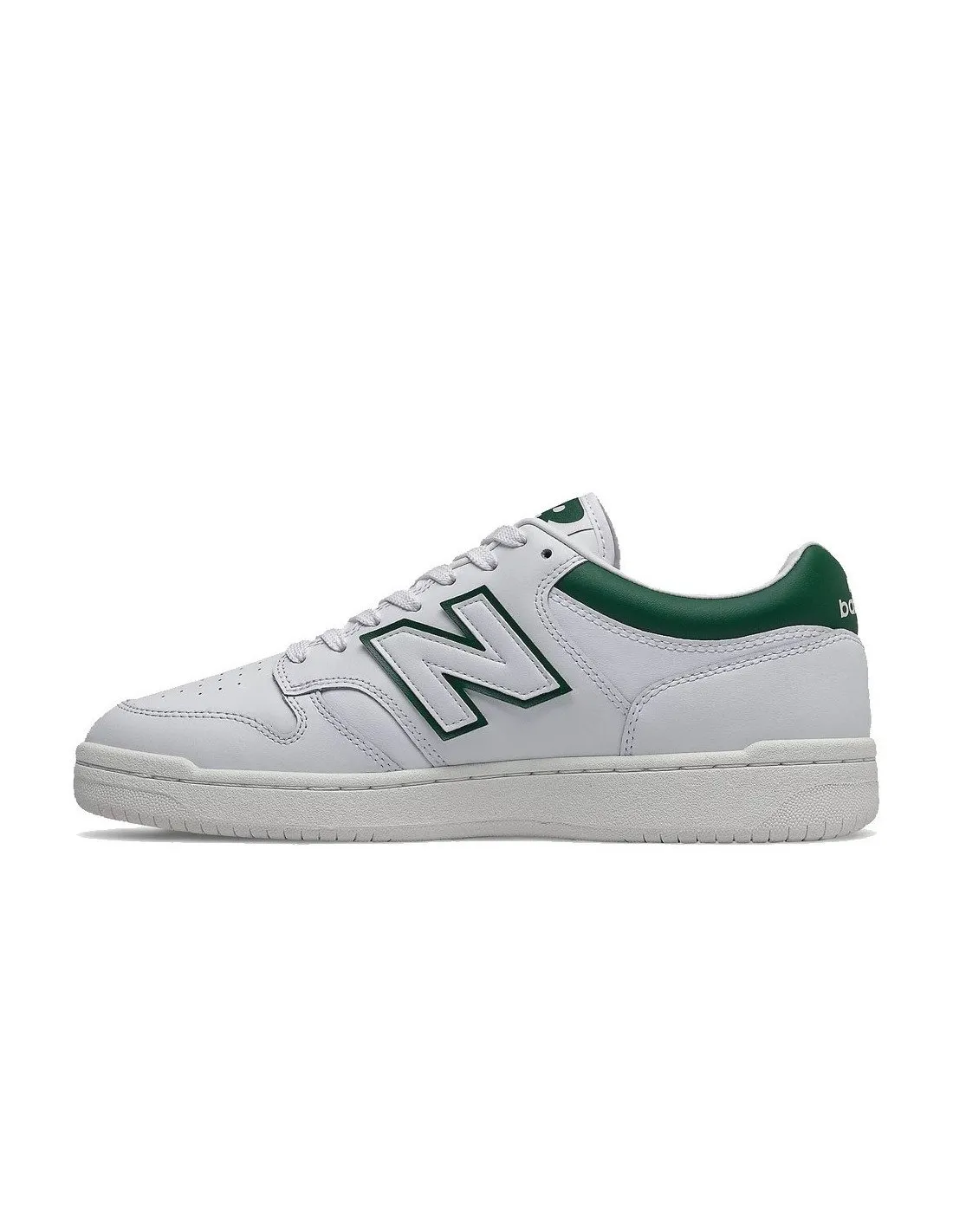 Men's White and Green New Balance BB480 Sneakers.