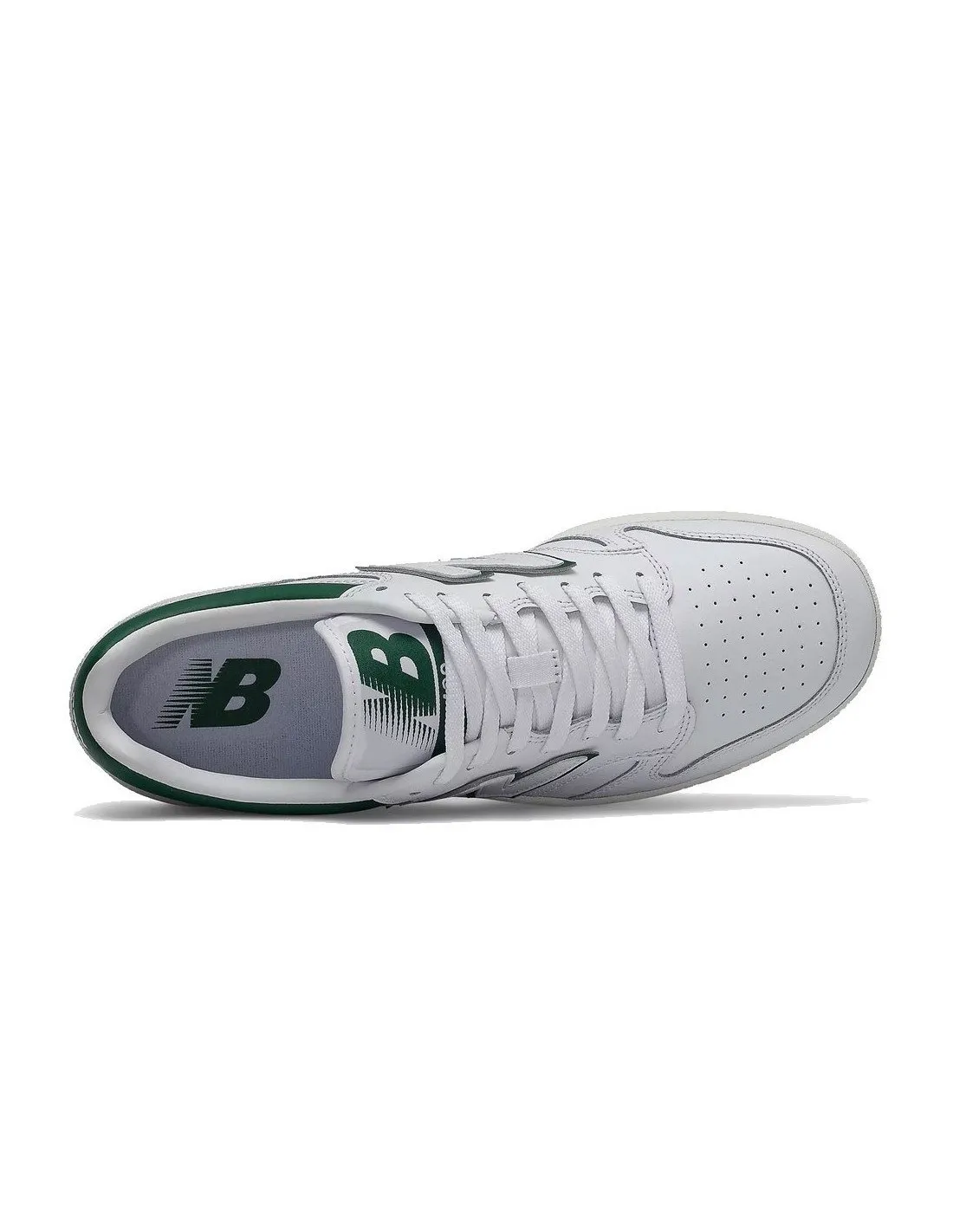 Men's White and Green New Balance BB480 Sneakers.