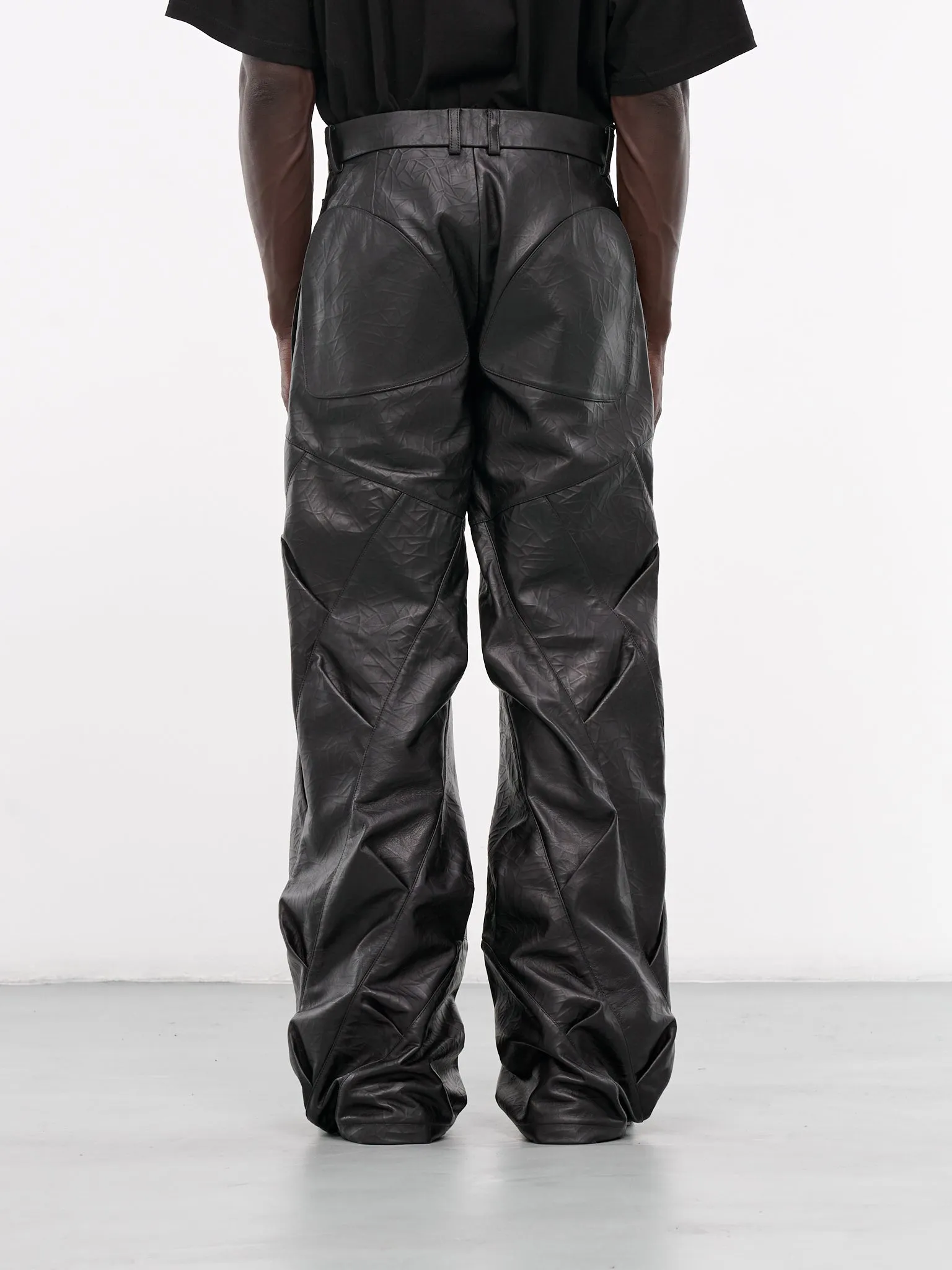 Spiral Trap Leather Trousers (AWLP01-BLACK)