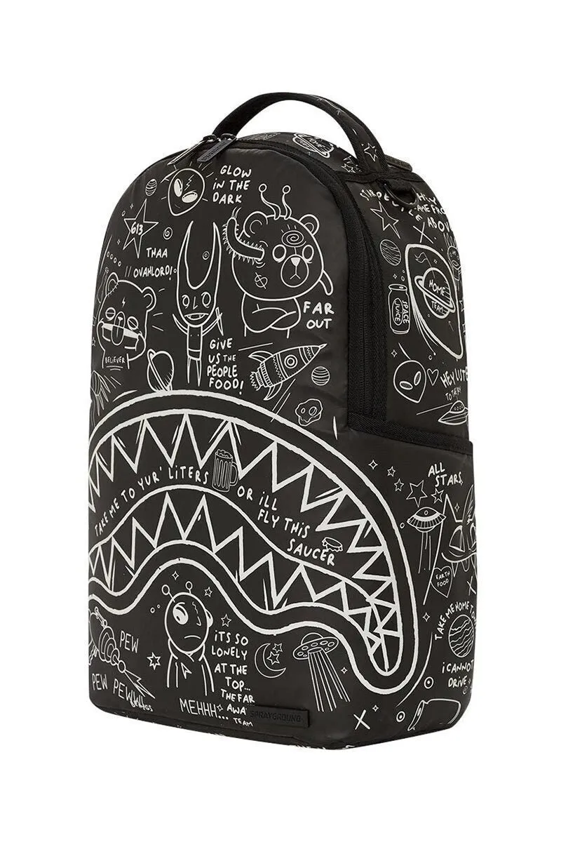 Sprayground Intergalactic Doodles DLXS Backpack B5416 Glow In Dark