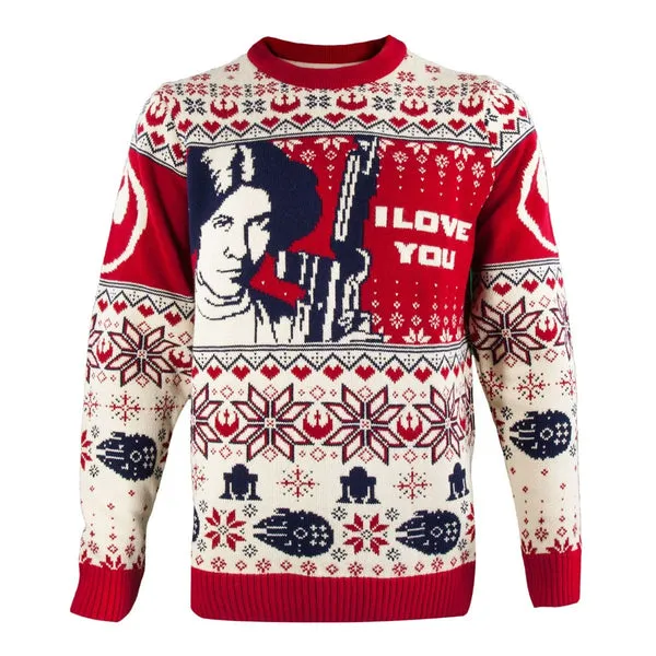 Star Wars Han & Leia Couples Knitted Christmas Jumpers / Sweaters