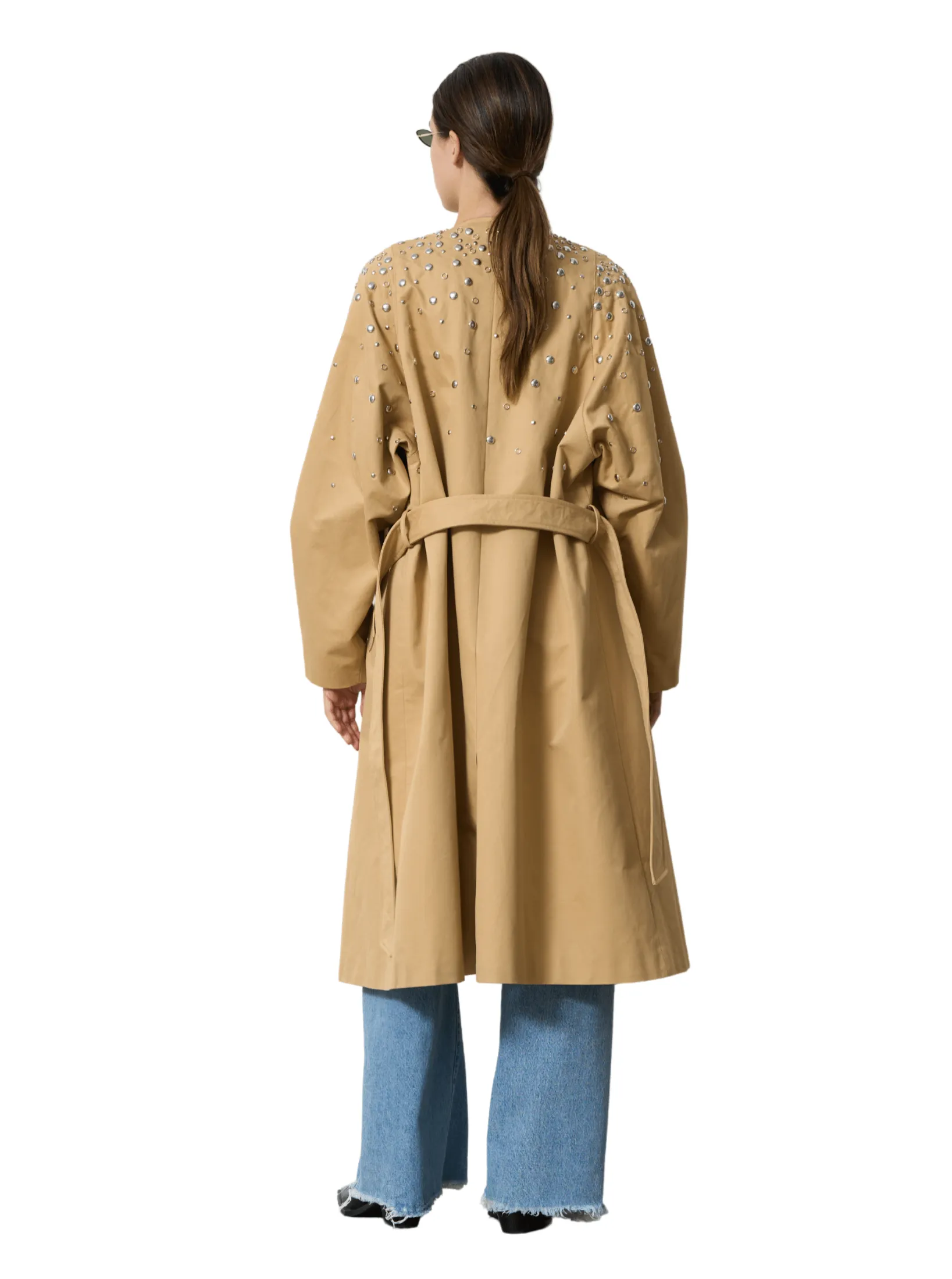 Studded Beige Trench Coat by HALFBOY