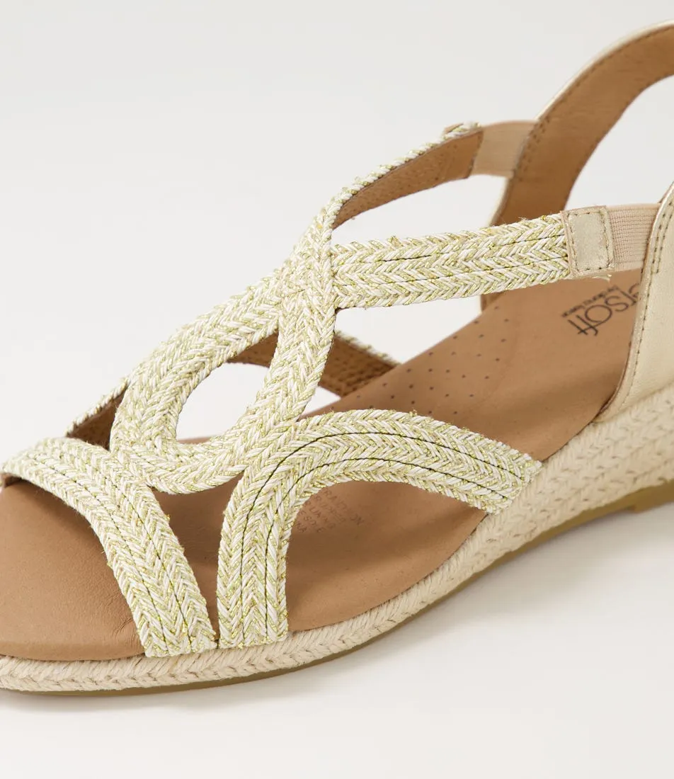 SUPERSOFT Zozee Gold Champagne Rope Leather Espadrilles