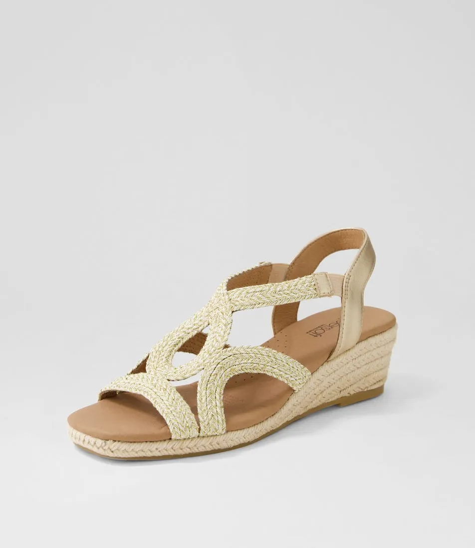 SUPERSOFT Zozee Gold Champagne Rope Leather Espadrilles