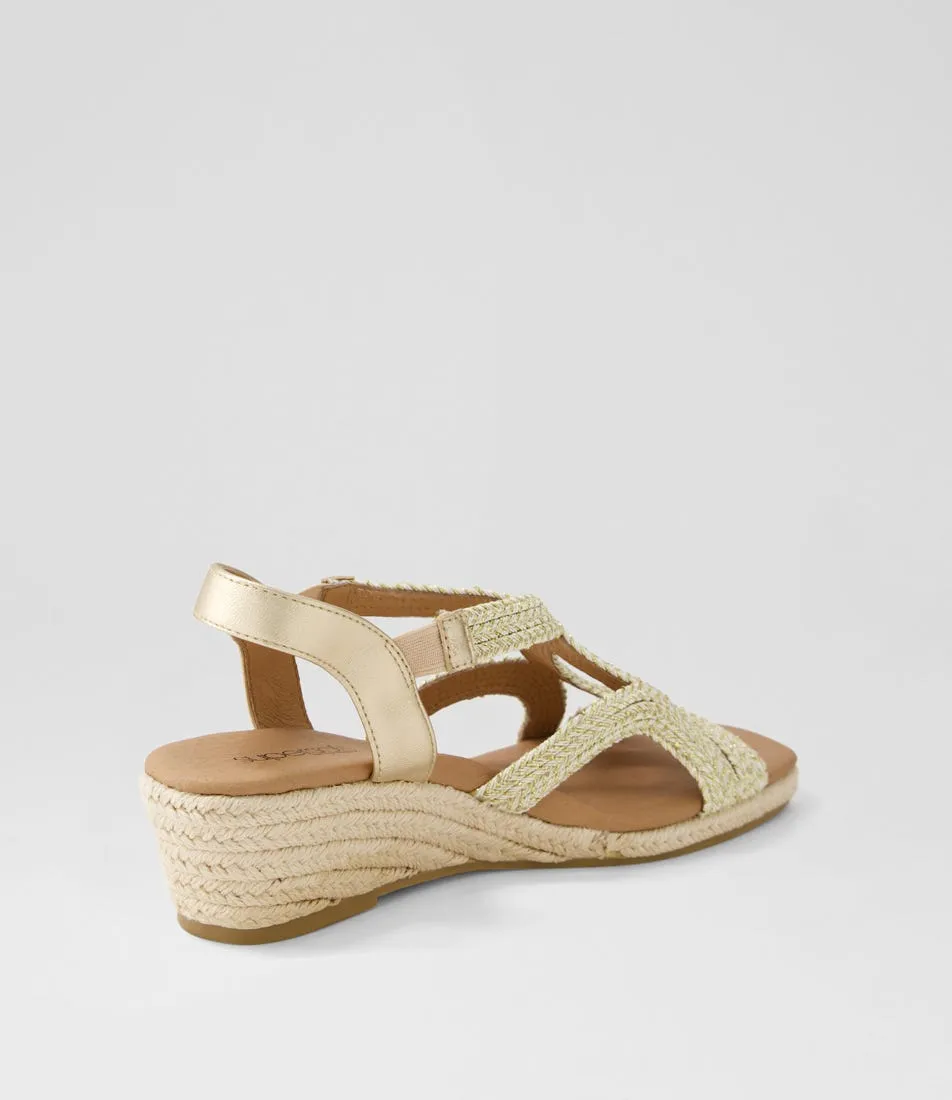 SUPERSOFT Zozee Gold Champagne Rope Leather Espadrilles