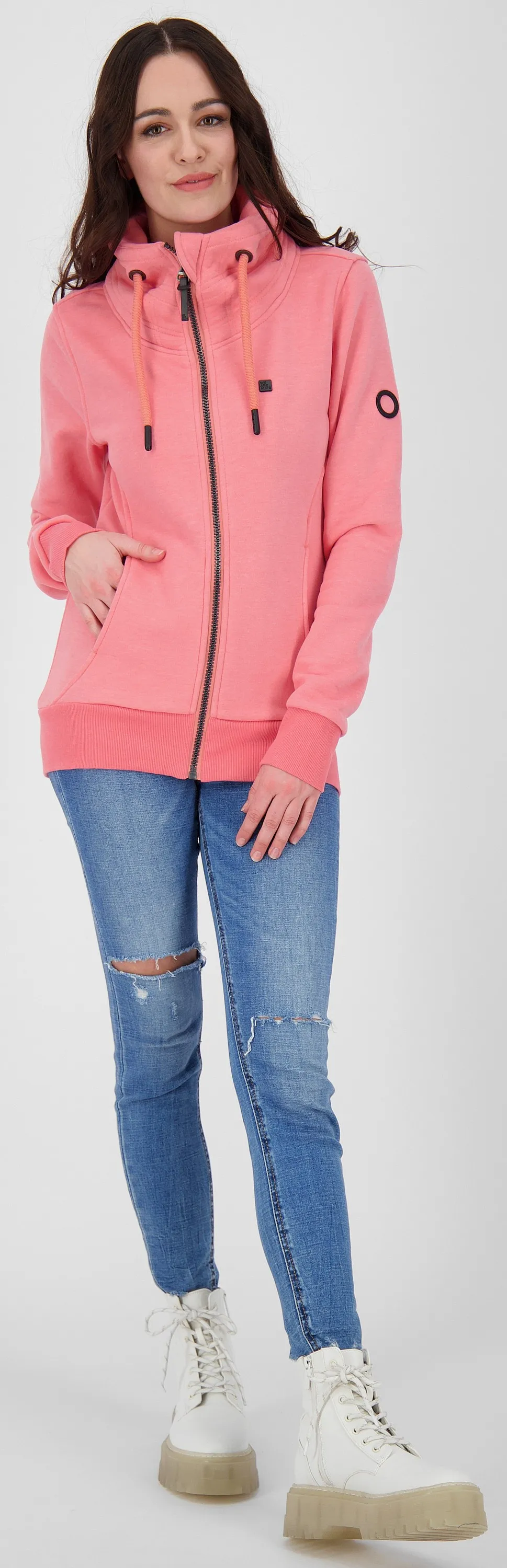 sweatshirt ALIFE AND KICKIN Vivian Zip - Peach - women´s