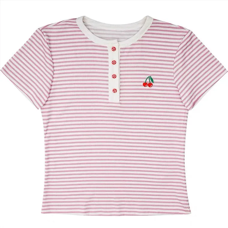 Sweet Cherry Pink Striped T-Shirt 2022 - BY104