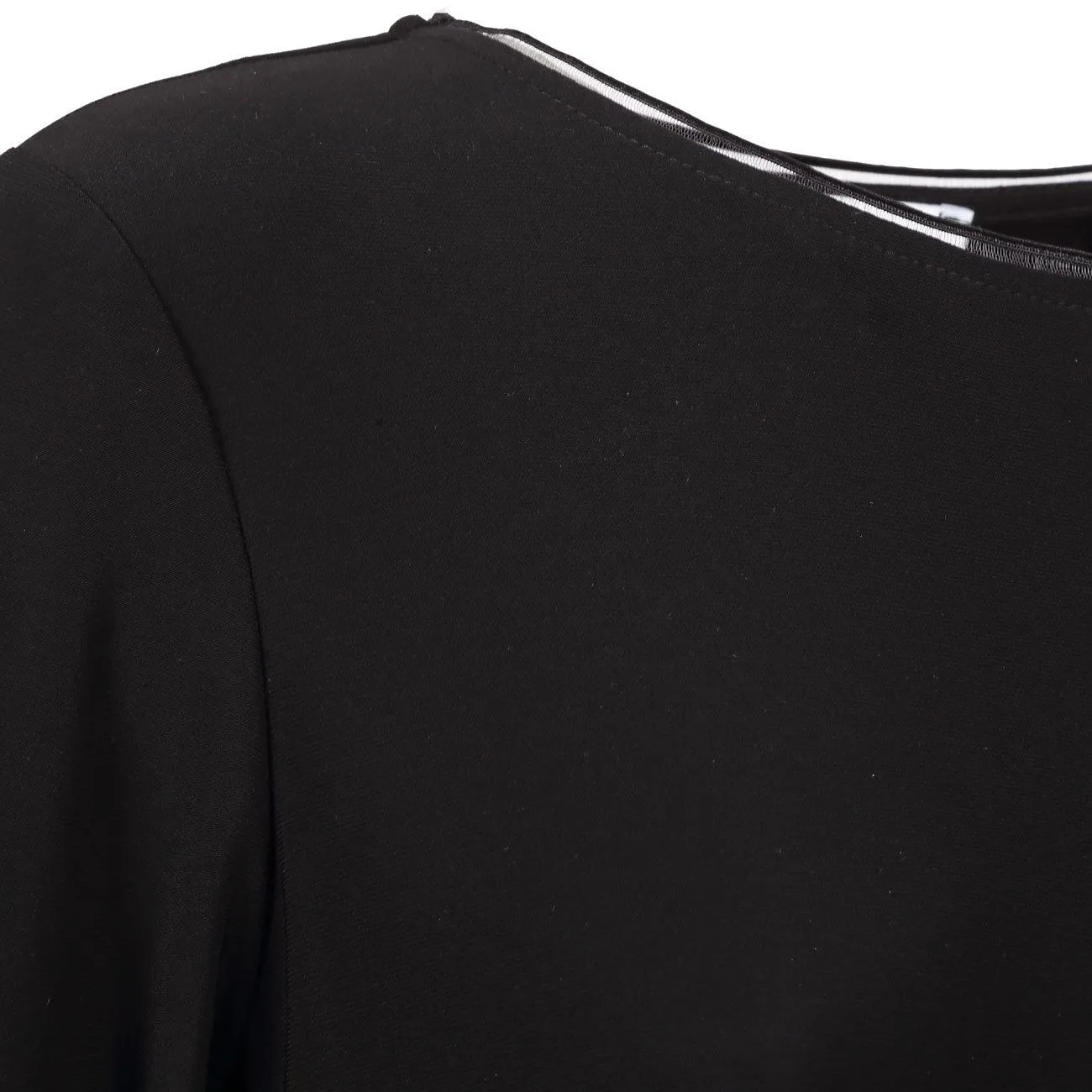 Long sleeve black satin insert women's t-shirt.